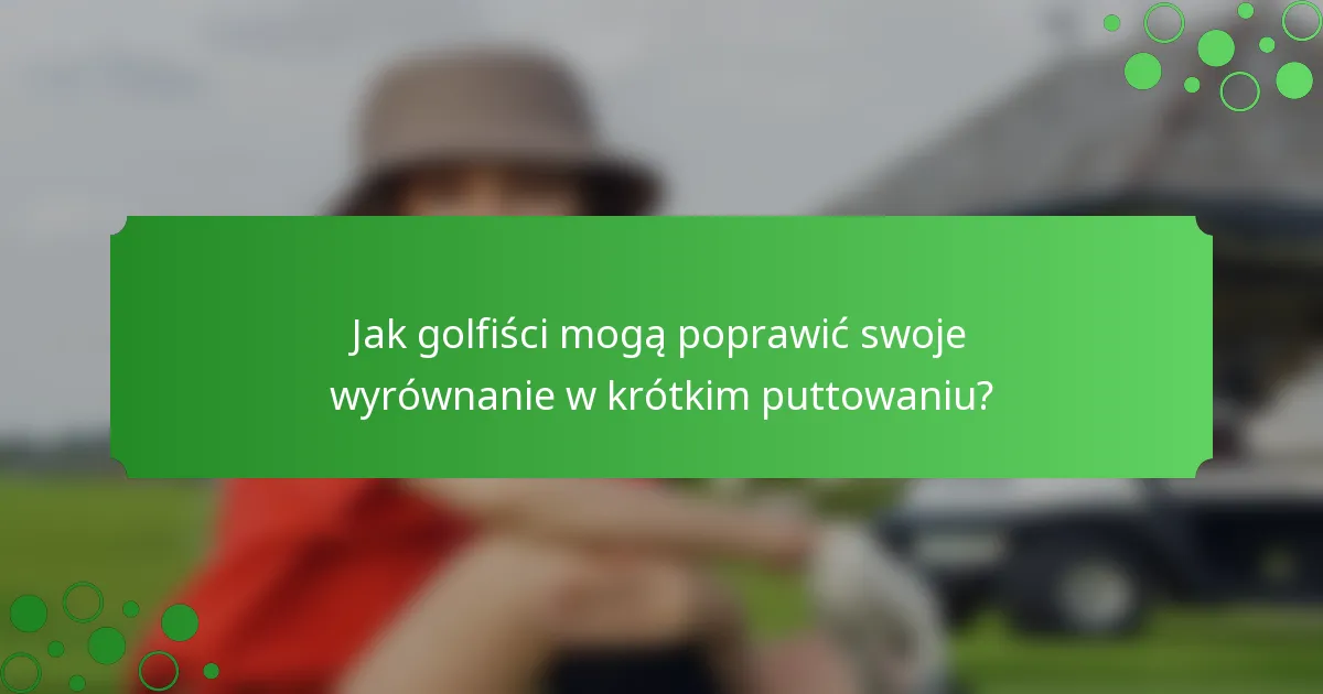 Jak golfiści mogą poprawić swoje wyrównanie w krótkim puttowaniu?