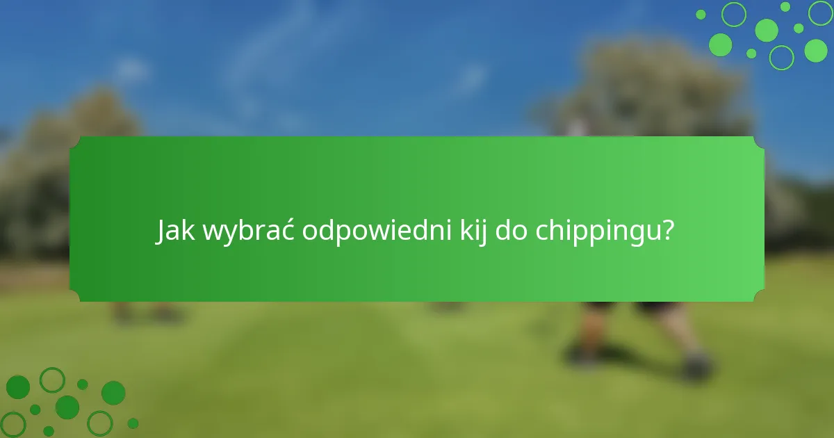Jak wybrać odpowiedni kij do chippingu?